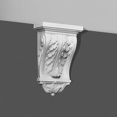 B-404-Luxxus Classic Polyurethane Corbel, Primed White. Height: 12-3/8
