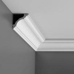 C213-Luxxus Plain Polyurethane Crown Molding,  Primed White. Face: 4-1/2