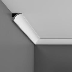 C260-Luxxus Plain Polyurethane Crown Molding, Primed White. Face: 2-1/4