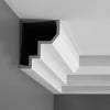 C300-Luxxus Plain Polyurethane Crown Molding, Primed White. Face: 8-9/16 C300-Luxxus Plain Polyurethane Crown Molding, Primed White. Face: 8-9/16