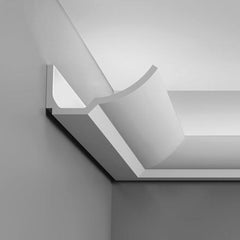 C351-Luxxus Plain Polyurethane Crown Molding for Indirect Lighting. Face: 6-7/8