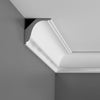 C402-Luxxus Decorative Polyurethane Crown Molding, Primed White. Face: 5-9/16