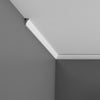 CX111 - Axxent Plain Duropolymer Crown Molding, Primed White. Face: 1-3/16 CX111 - Axxent Plain Duropolymer Crown Molding, Primed White. Face: 1-3/16