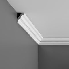 CX112 - Axxent Plain Duropolymer Crown Molding, Primed White. Face: 2-11/16