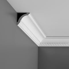 CX136 - Axxent Decorative Duropolymer Crown Molding, Primed White. Face: 3-15/16