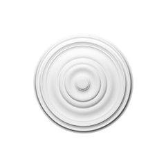 R-09-Luxxus Plain Polyurethane Ceiling Medallion, Primed White. Diameter: 19-1/8