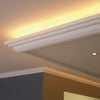 C300-Luxxus Plain Polyurethane Crown Molding, Primed White. Face: 8-9/16 C300-Luxxus Plain Polyurethane Crown Molding, Primed White. Face: 8-9/16
