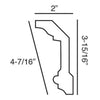 C321-Luxxus Plain Polyurethane Crown Molding, Primed White. Face: 4-7/16 C321-Luxxus Plain Polyurethane Crown Molding, Primed White. Face: 4-7/16