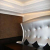 C333-Luxxus Plain Polyurethane Crown Molding, Primed White. Face: 6-11/16