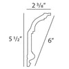C339-Luxxus Plain Polyurethane Crown Molding, Primed White. Face: 6 C339-Luxxus Plain Polyurethane Crown Molding, Primed White. Face: 6