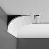 C990-Luxxus Plain Polyurethane Crown Molding, Primed White. Face: 10-1/2 C990-Luxxus Plain Polyurethane Crown Molding, Primed White. Face: 10-1/2