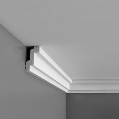 CB531 - Basixx Plain Durofoam Crown Molding, Primed White. Face: 1-1/2