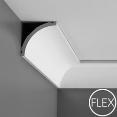 FC240-Flexible Plain Polyurethane Crown Molding, Flexible, Primed White. Face: 4-1/2