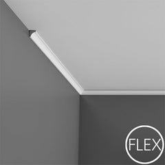 FC250-Flexible Plain Polyurethane Crown Molding, Flexible, Primed White. Face: 7/8