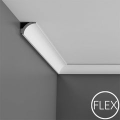 FC260-Flexible Plain Polyurethane Crown Molding, Flexible, Primed White. Face: 2-1/4