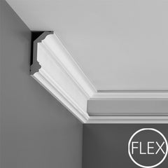 FC321-Flexible Plain Polyurethane Crown Molding, Flexible, Primed White. Face: 4-7/16