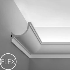 FC902-Flexible Plain Polyurethane Crown Molding, Flexible, Primed White. Face: 5-1/2