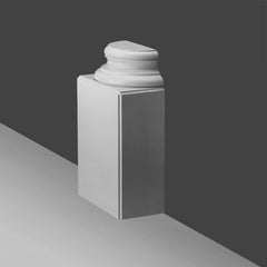 K1131-Luxxus Classic Polyurethane Half Column Base, Primed White. Width: 13-3/4