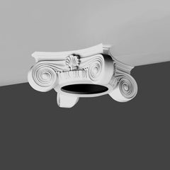 K1142-Luxxus Classic Duropolymer Scamozzi Whole Capital, Primed White. Width: 13-3/4