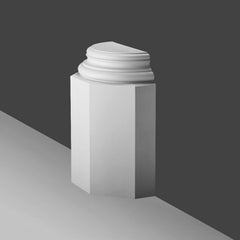 K3151-Luxxus Classic Polyurethane Half Column Base, Primed White. Width: 17-15/16