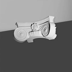 K5141-Luxxus Classic Duropolymer Scamozzi Half Capital, Primed White. Width: 17-11/16