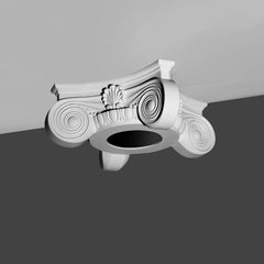 K5142-Luxxus Classic Duropolymer Scamozzi Whole Capital, Primed White. Width: 17-11/16