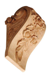 Corbel with Floral - modern corbels, contemporary corbels, wood carved animals, embossed wood carvings, kitchen island corbels