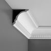 CX107 - Axxent Decorative Duropolymer Crown Molding, Primed White. Face: 6-11/16
