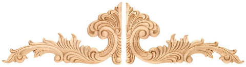 Scroll - carved rosettes, wooden appliques and onlays, onlays and appliques, architectural woodcarvings, handmade wooden products, buy wood appliques, applique wood carvings