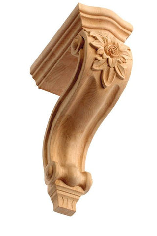 Corbel with floral - hand carved wooden corbel, antique corbel, architectural wooden corbel